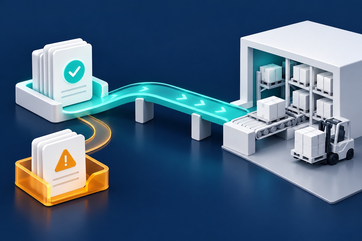 Accepted quote passing to warehouse processing while an exception is held separately