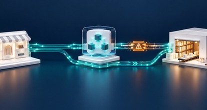 Storefront and warehouse linked through an integration hub