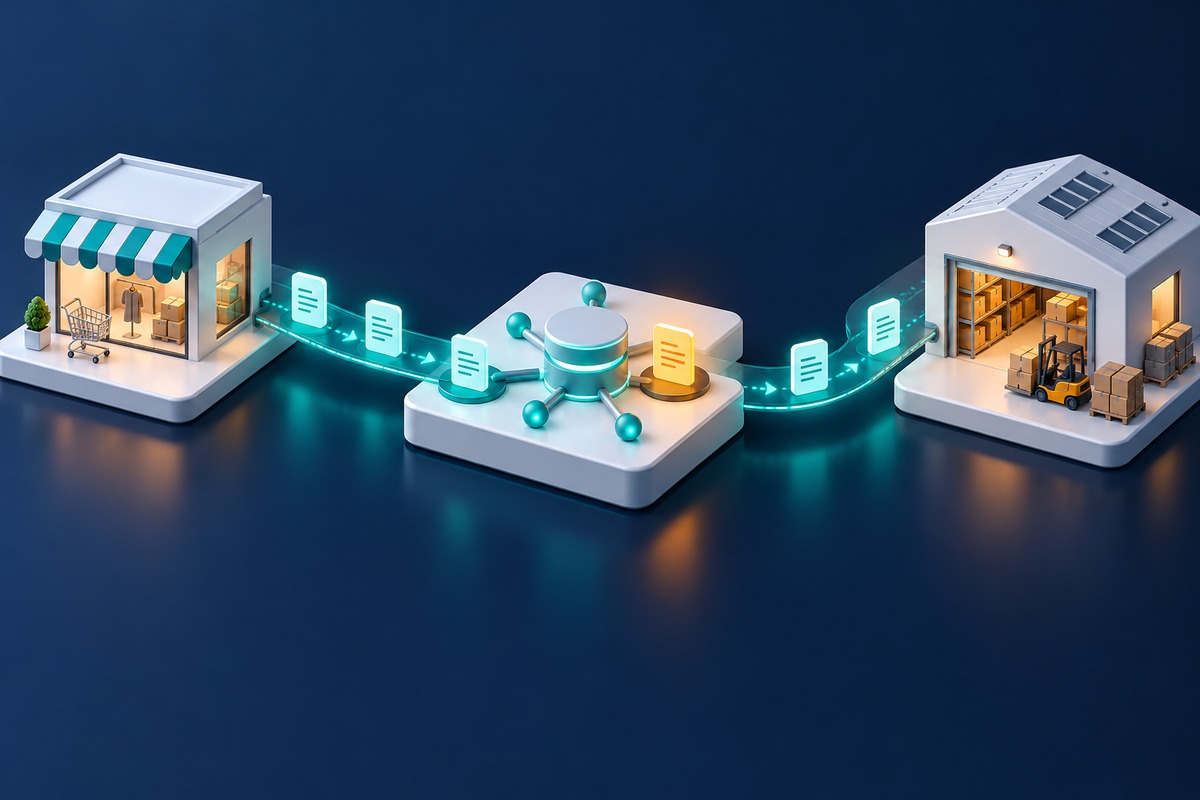 Tracing an order through storefront, integration hub and warehouse